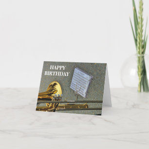 Trombone brass musical instrument birthday card