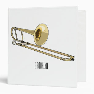 Trombone cartoon illustration 3 ring binder