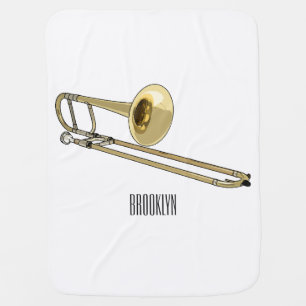 Trombone cartoon illustration baby blanket