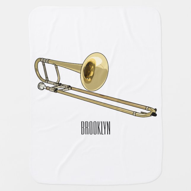 Trombone cartoon illustration baby blanket (Front)