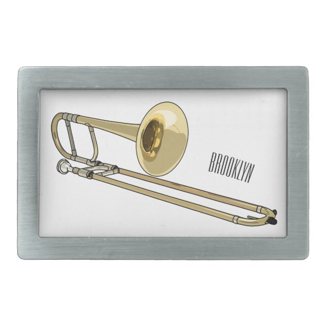 Trombone cartoon illustration belt buckle (Front)