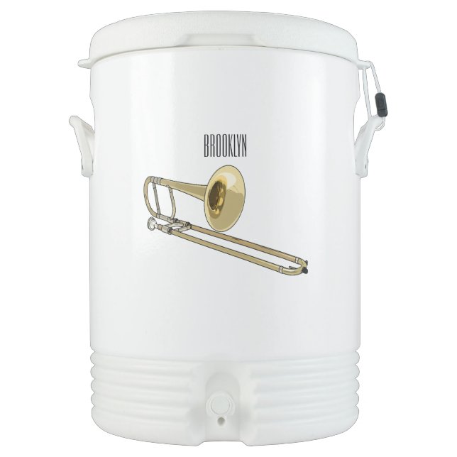 Trombone cartoon illustration beverage cooler (Front)