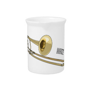 Trombone cartoon illustration beverage pitcher
