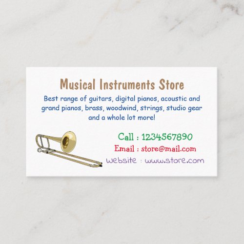 Trombone cartoon illustration business card