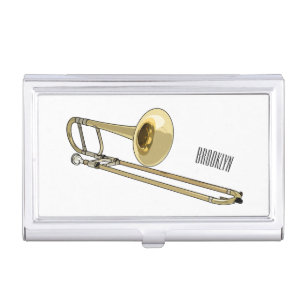 Trombone cartoon illustration business card case