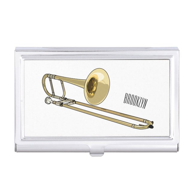 Trombone cartoon illustration business card case (Front)