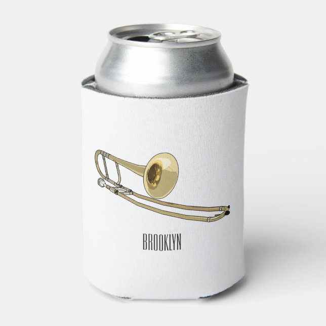 Trombone cartoon illustration can cooler (Can Front)