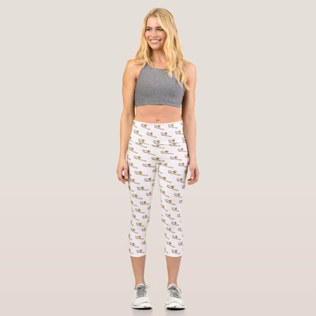 Trombone cartoon illustration capri leggings (Front)