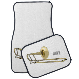 Trombone cartoon illustration car floor mat