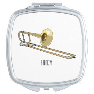 Trombone cartoon illustration compact mirror