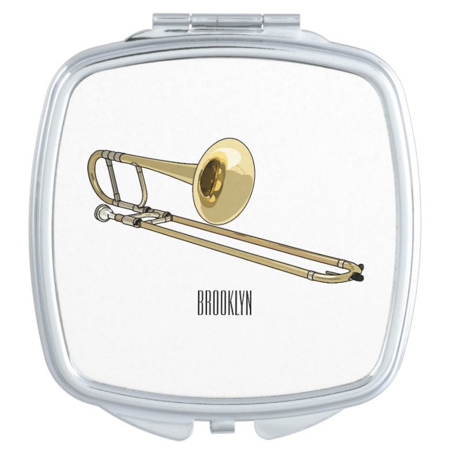 Trombone cartoon illustration compact mirror (Front)