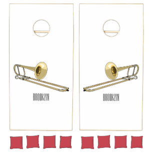 Trombone cartoon illustration cornhole set