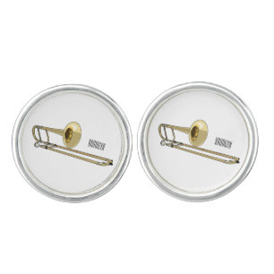 Trombone cartoon illustration cufflinks