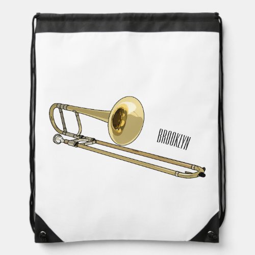 Trombone cartoon illustration drawstring bag