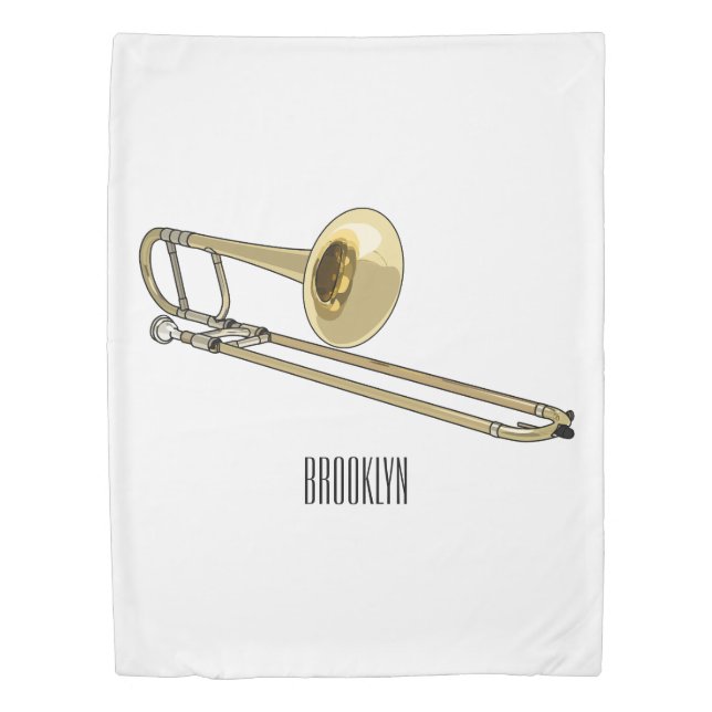 Trombone cartoon illustration duvet cover (Front)
