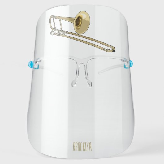 Trombone cartoon illustration face shield (Front)