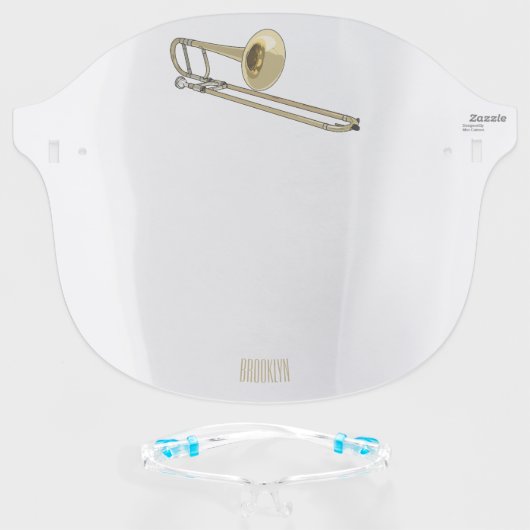 Trombone cartoon illustration  face shield (Front w/Glasses)