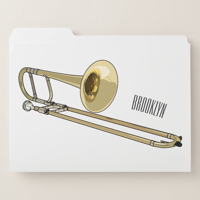 Trombone cartoon illustration file folder (Front Left)