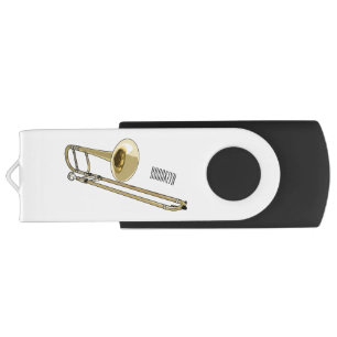 Trombone cartoon illustration flash drive