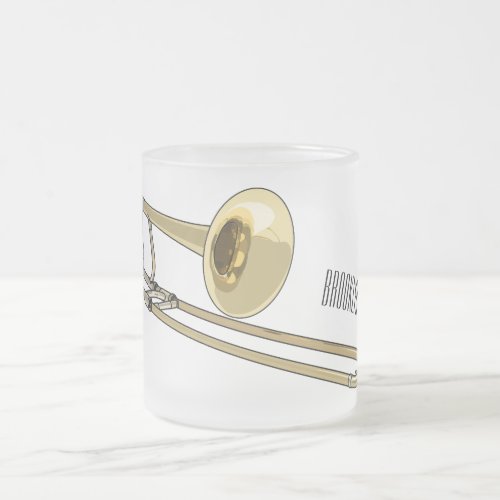 Trombone cartoon illustration frosted glass coffee mug