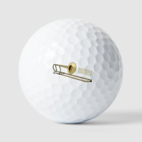 Trombone cartoon illustration golf balls