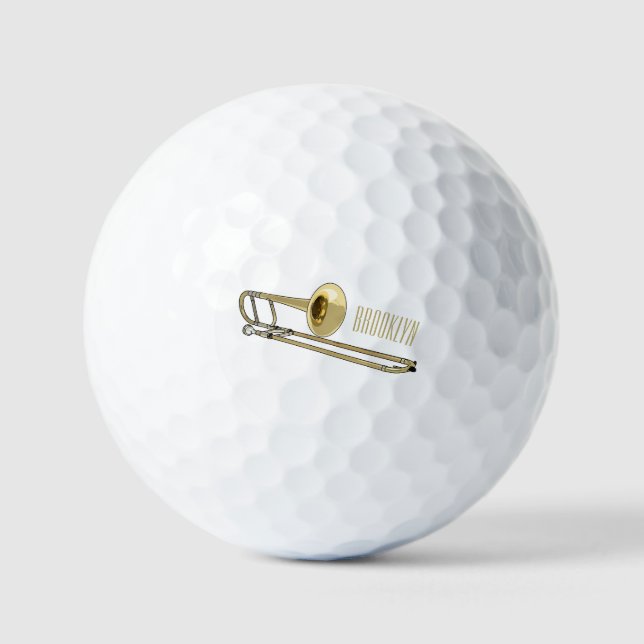 Trombone cartoon illustration golf balls (Front)