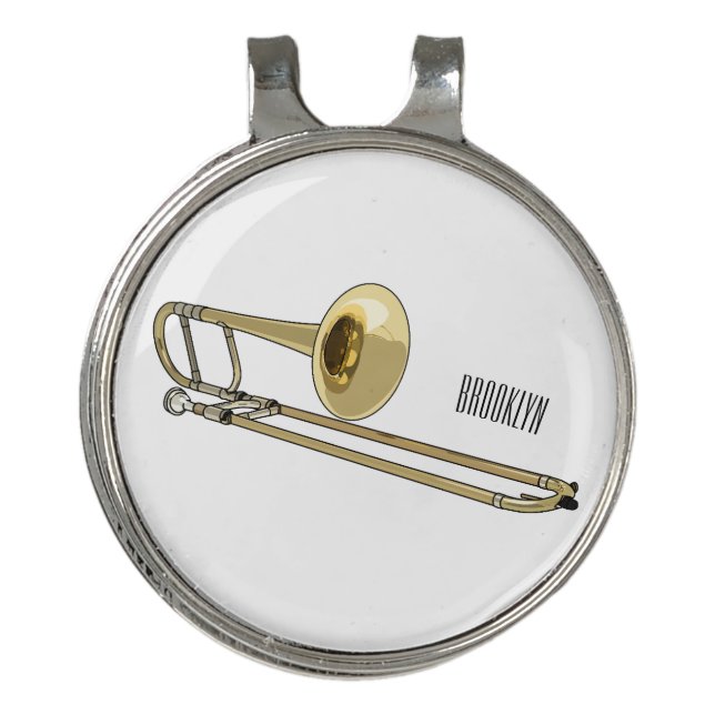 Trombone cartoon illustration golf hat clip (Front)