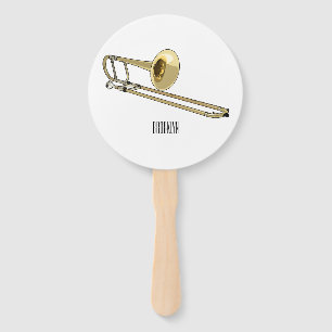Trombone cartoon illustration hand fan