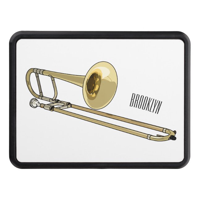 Trombone cartoon illustration hitch cover (Front)