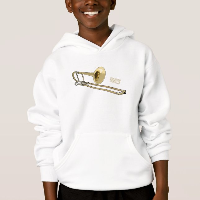 Trombone cartoon illustration hoodie (Front)