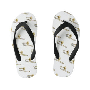 Trombone cartoon illustration kid's flip flops