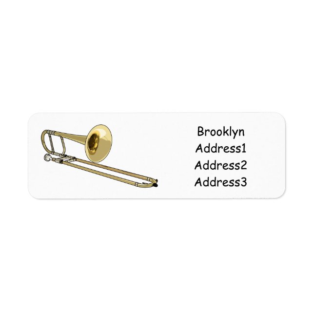 Trombone cartoon illustration label (Front)