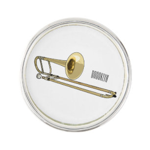 Trombone cartoon illustration lapel pin