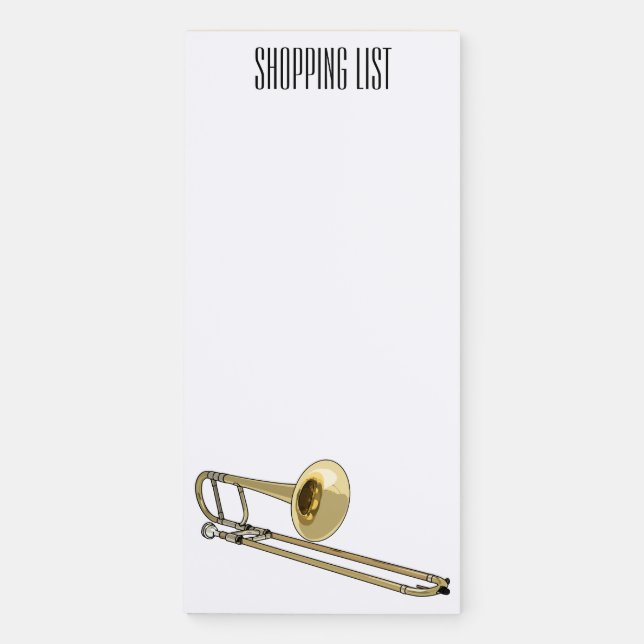 Trombone cartoon illustration magnetic notepad (Front)