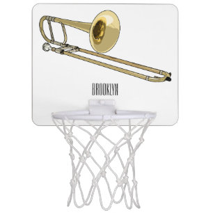 Trombone cartoon illustration mini basketball hoop