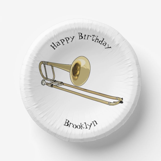Trombone cartoon illustration paper bowls (Front)