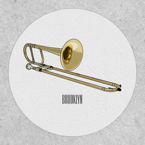 Trombone cartoon illustration patch