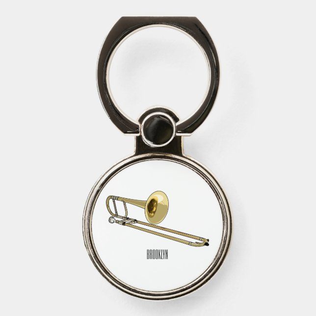 Trombone cartoon illustration phone ring stand (Front)