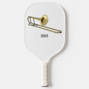 Trombone cartoon illustration pickleball paddle