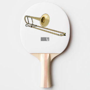 Trombone cartoon illustration ping pong paddle