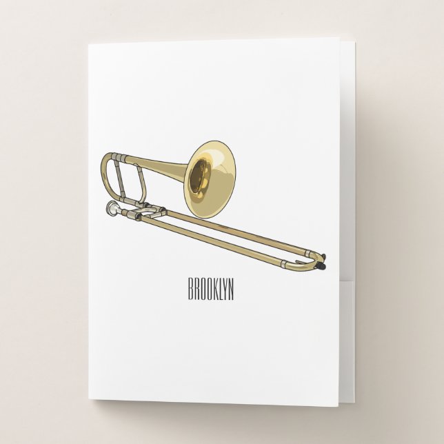 Trombone cartoon illustration pocket folder (Front)