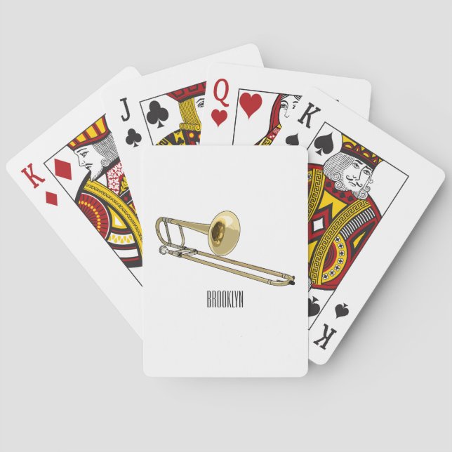 Trombone cartoon illustration poker cards (Back)