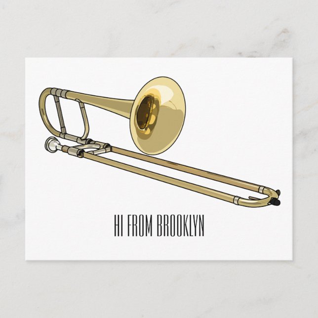 Trombone cartoon illustration postcard (Front)