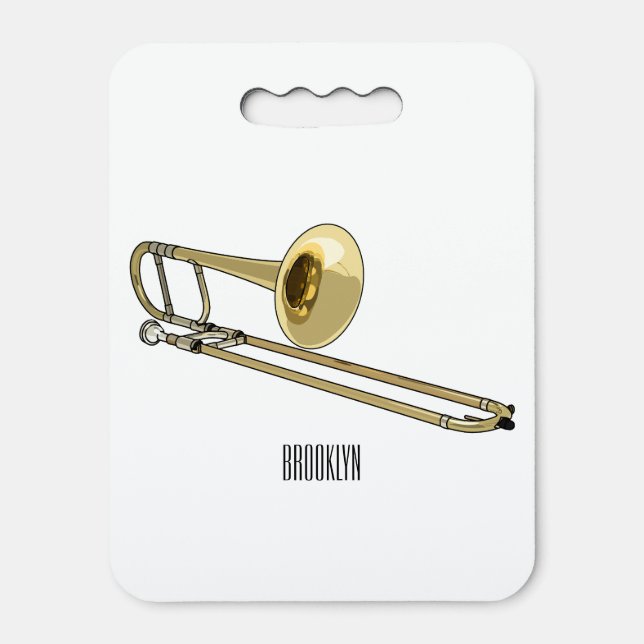 Trombone cartoon illustration seat cushion (Front Vertical)