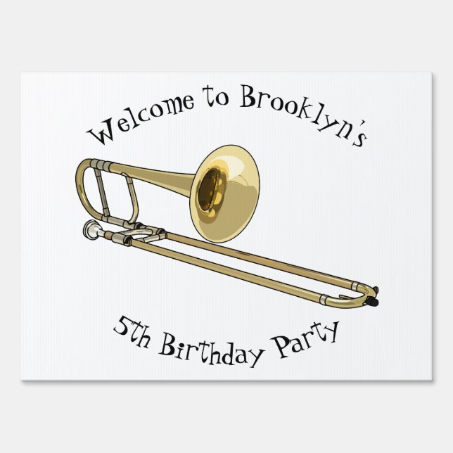 Trombone cartoon illustration sign (Front)