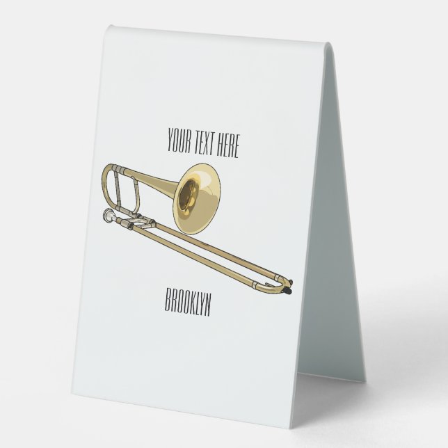 Trombone cartoon illustration table tent (Front)