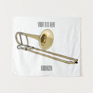Trombone cartoon illustration tapestry