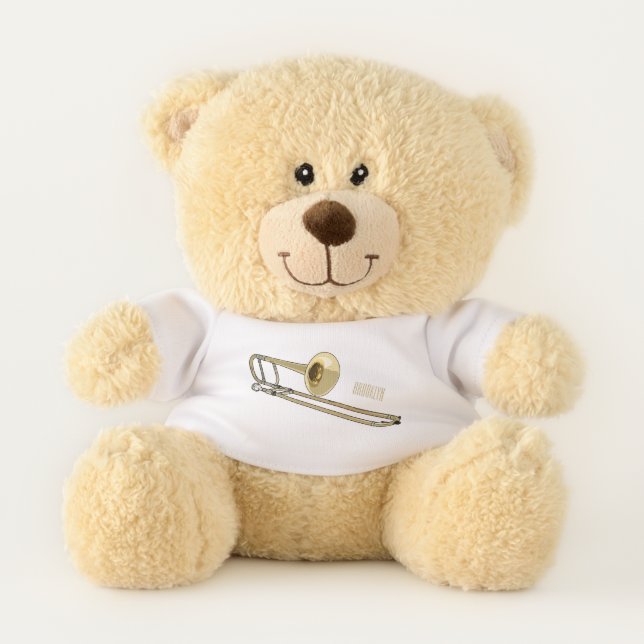Trombone cartoon illustration teddy bear (Front)