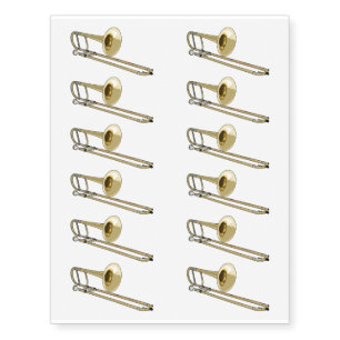 Trombone cartoon illustration temporary tattoos