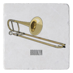 Trombone cartoon illustration trivet